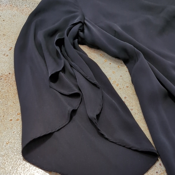 Milly | Silk Stretchy Black Mini Dress with Butterfly Sleeves Size 14 - Picture 5 of 12